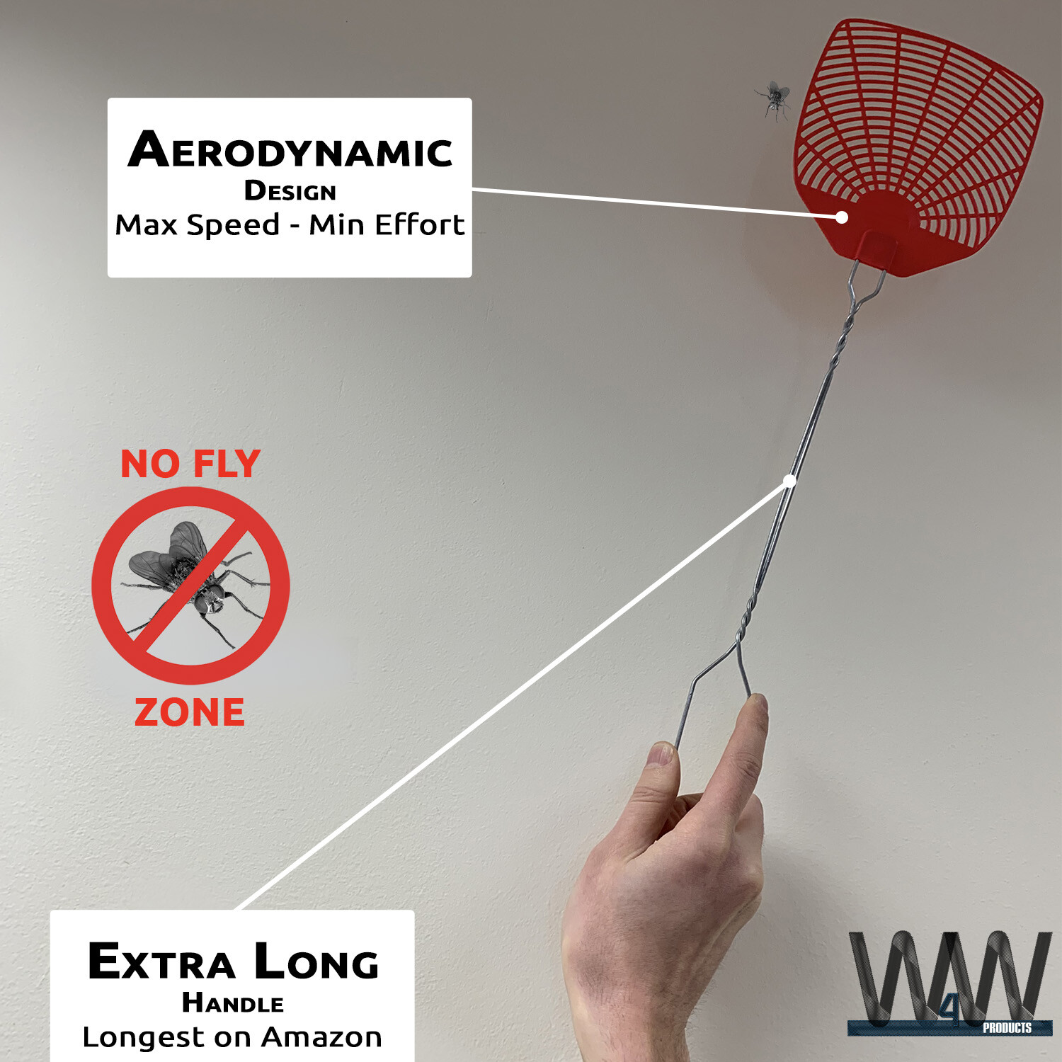 Bug & Fly Swatter – Extra Long Handle– Indoor / Outdoor– Pest Control flyswatter