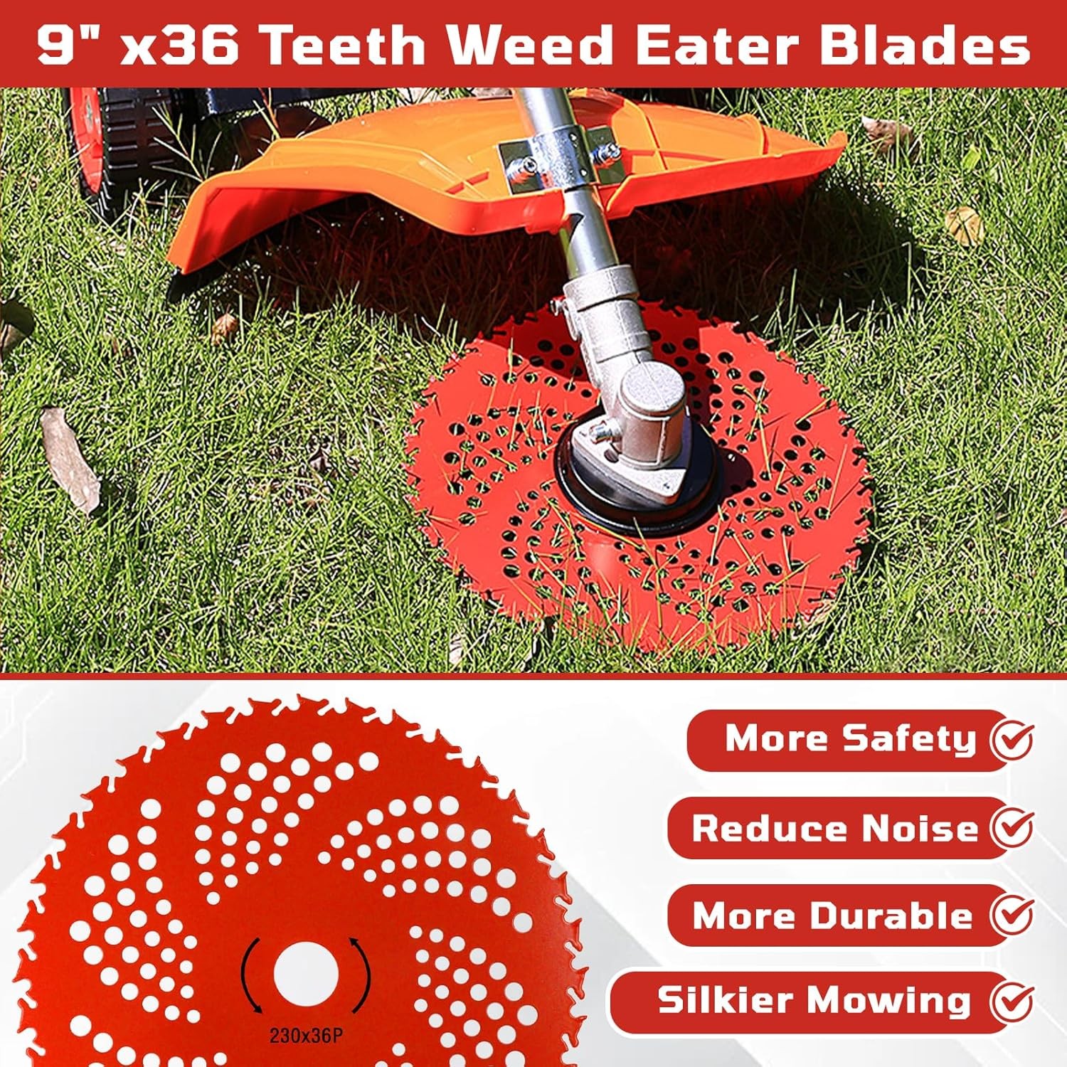 4 Pack 9″ Carbide Tip Circular Saw Brush Cutter Trimmer Weed Eater Blade Sets