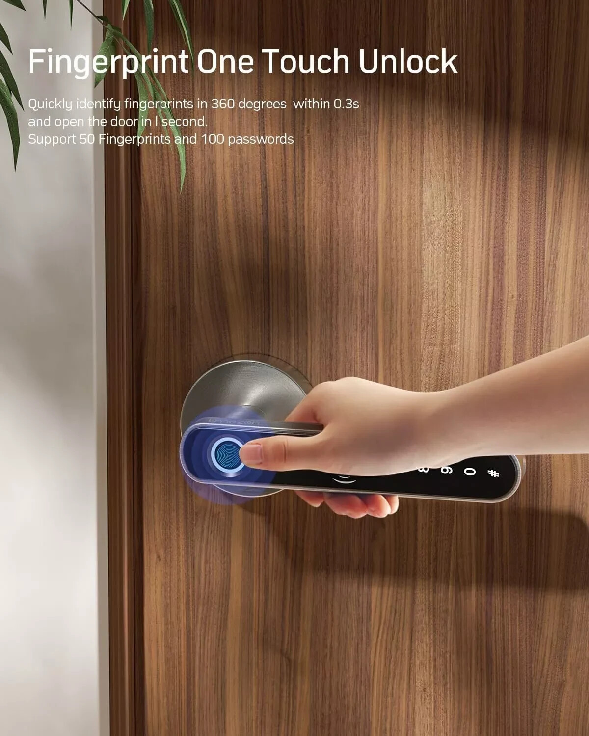 Smart Door Handle, Fingerprint Keyless Entry Electronic Digital Keypad Free APP