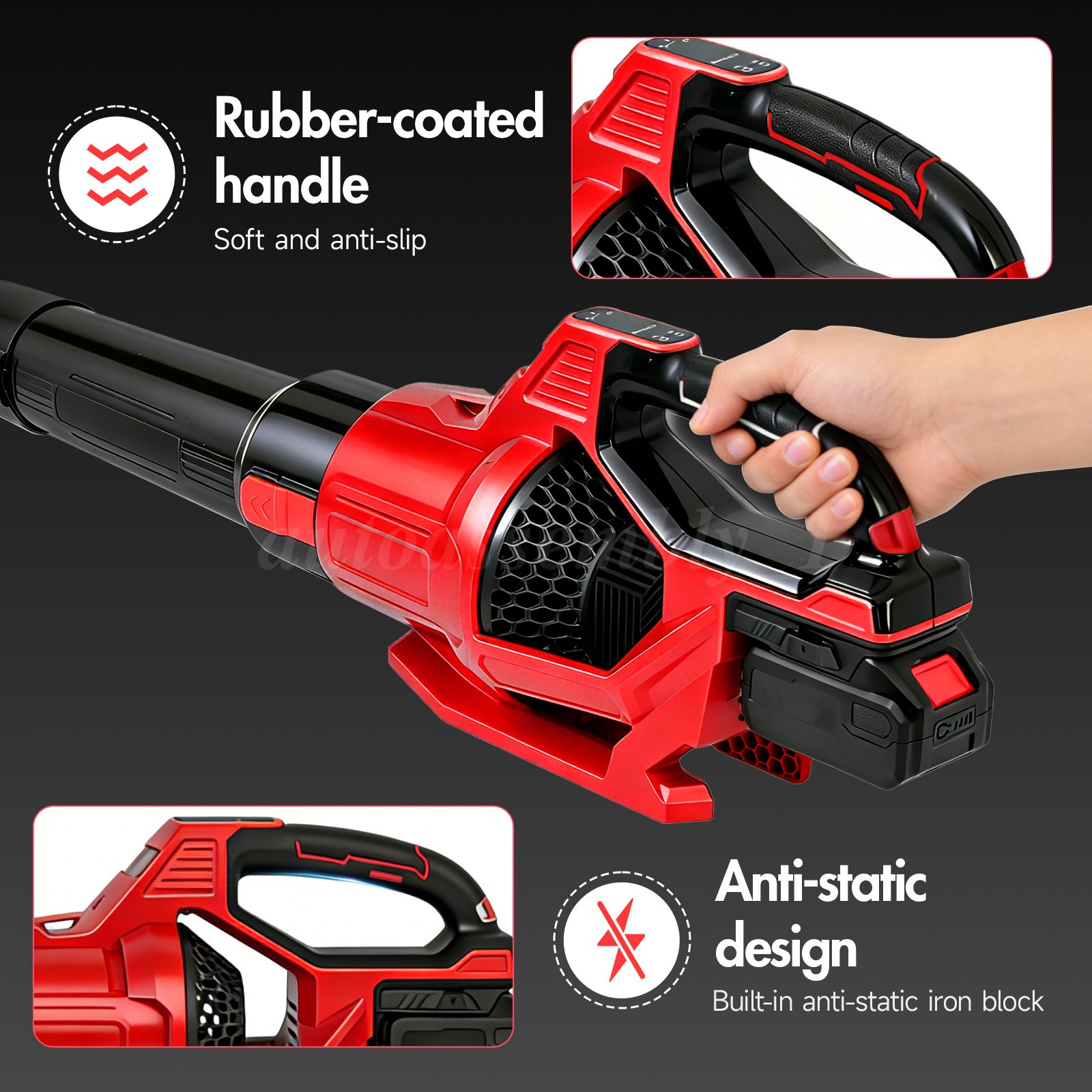 Cordless Leaf Blower 650CFM/280MPH & 3 Speed Levels Electric w/2 Batteries 6.0Ah