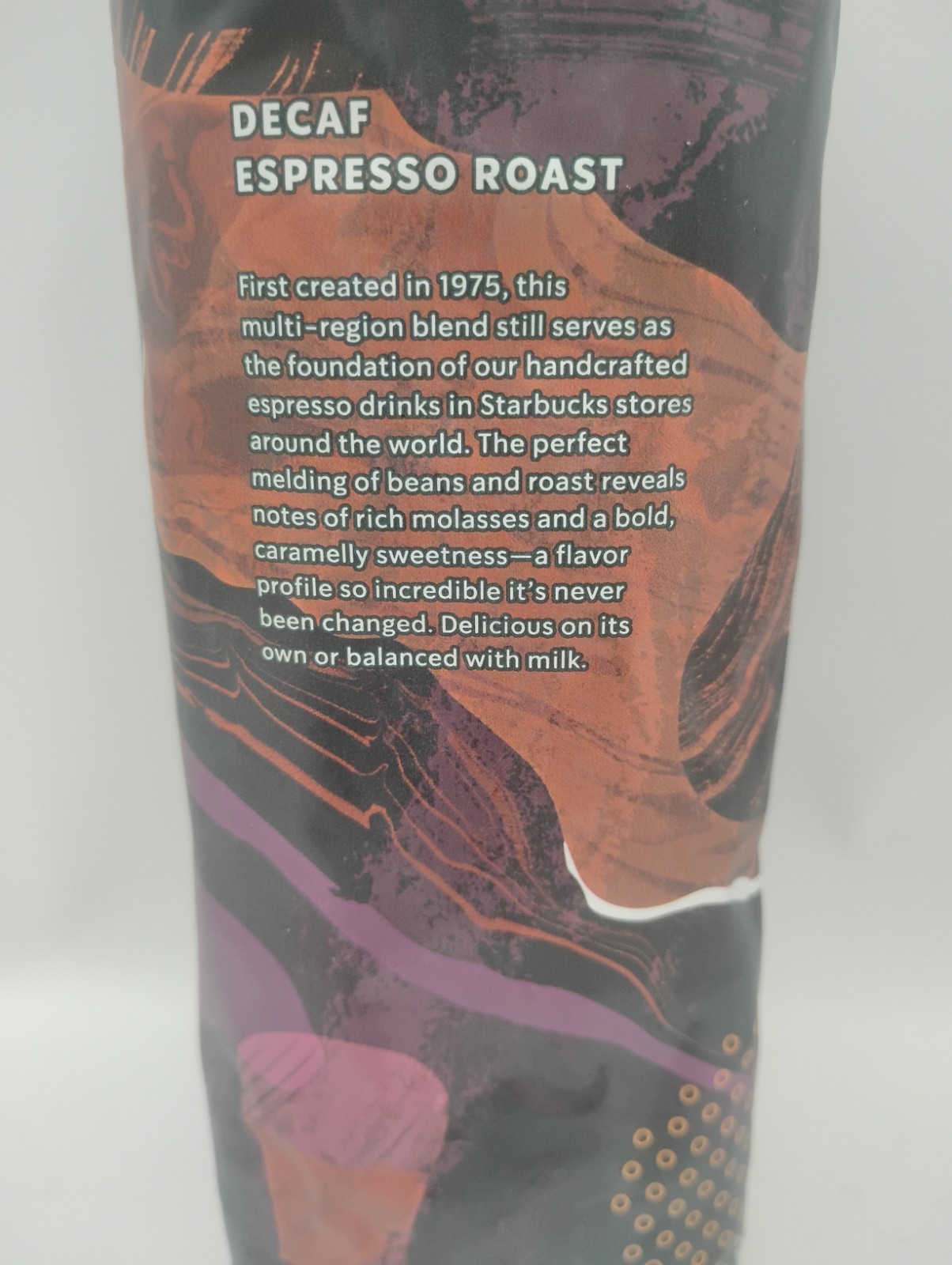 Starbucks Decaf Espresso Dark Roast Whole Bean Coffee 6-1lb / 16oz Bags