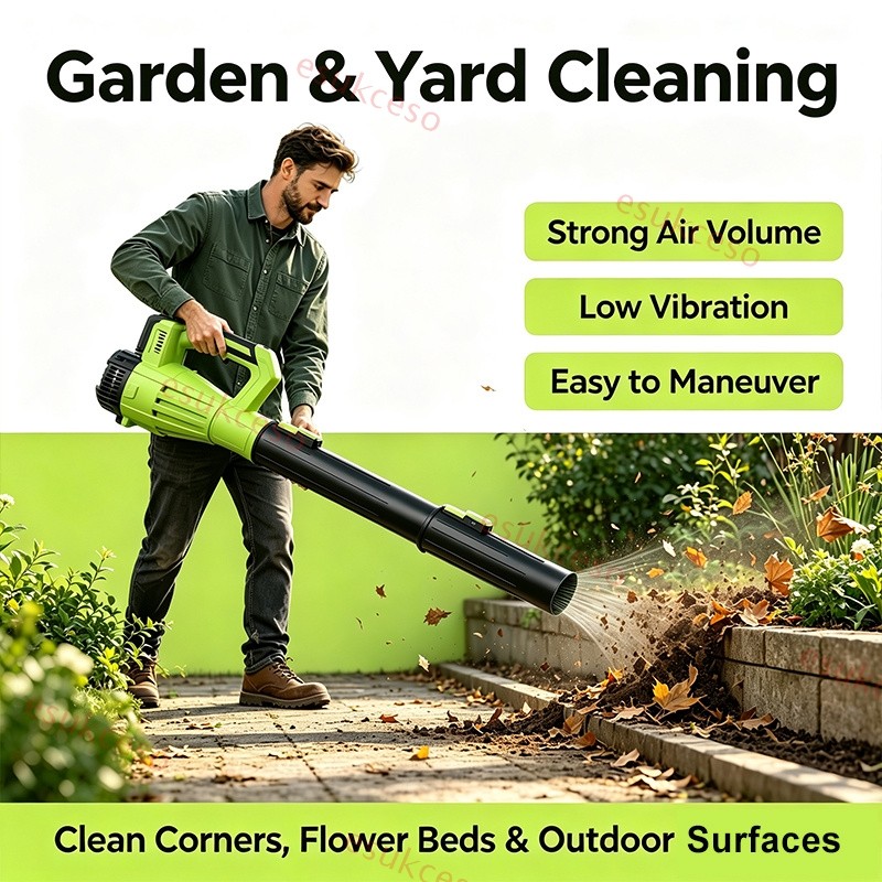 Cordless Leaf Blower 750CFM/200MPH & 6 Speed Levels Electric w/2 Batteries