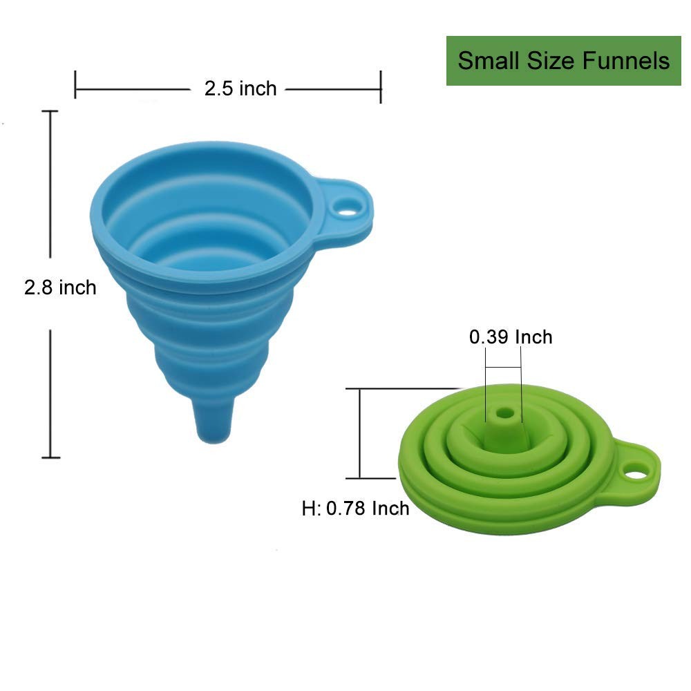 KongNai Kitchen Funnel Set 4 Pack Foldable Silicone for Liquid Transfer