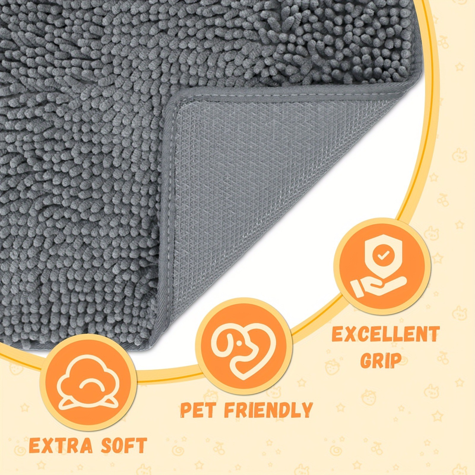 2pcs Absorbent Pet Dog Door Mat For Bedroom Bathroom Muddy Paw Non-Slip Washable