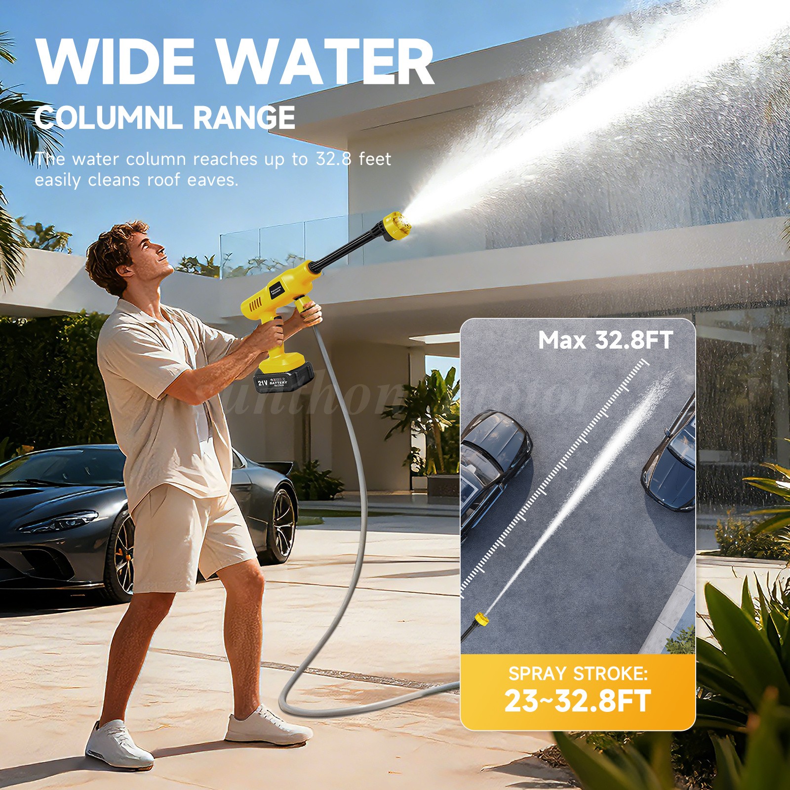 Cordless Electric High Pressure Water Spray Gun Portable Car Washer Cleaner Tool
