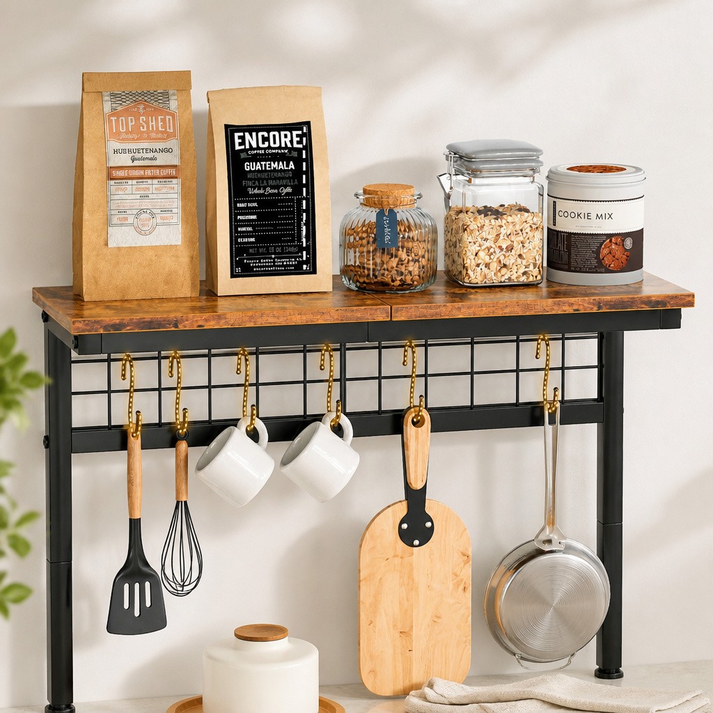 Kitchen Bakers Rack Power Outlet 4-Tier Oven Stand Storage New