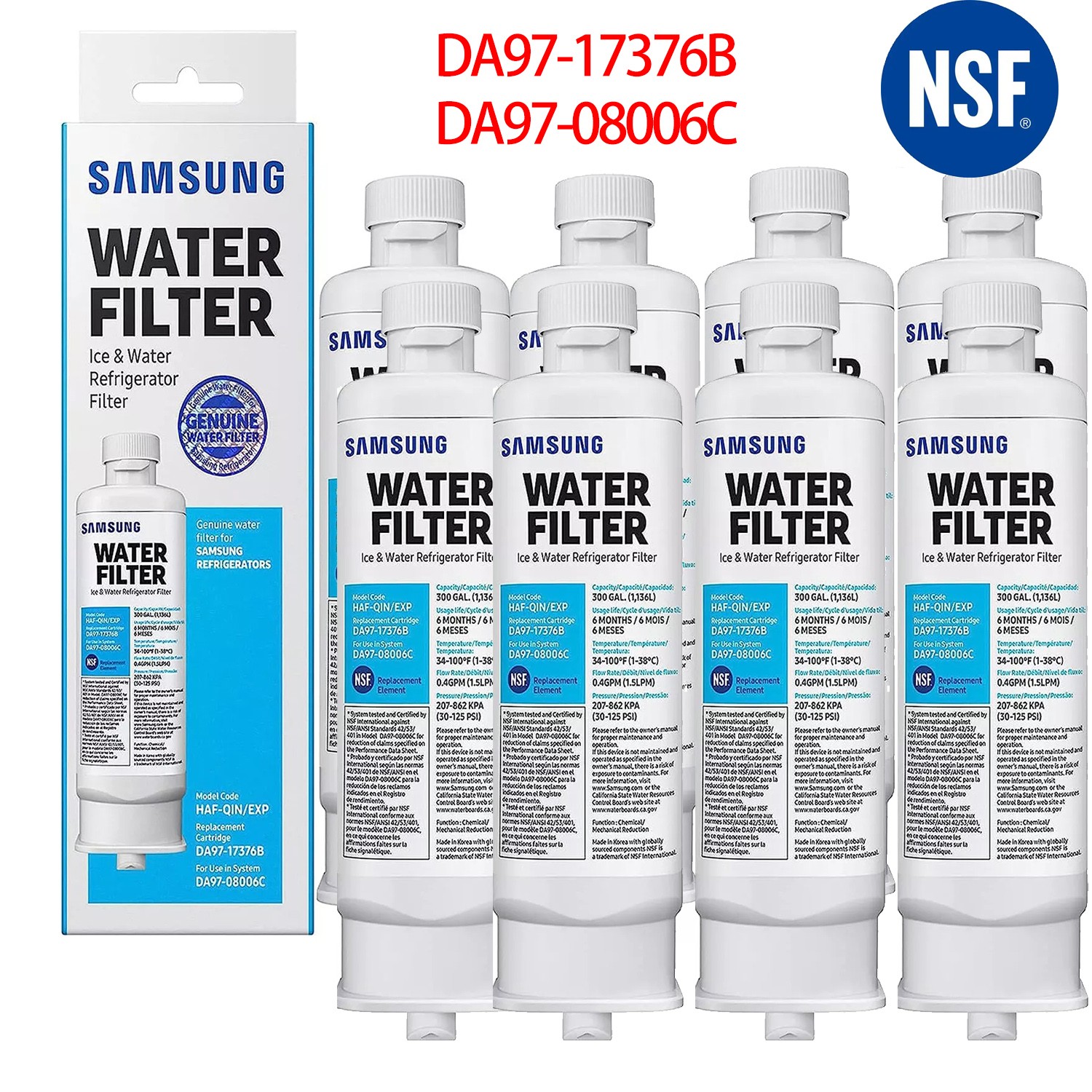 US NEW 2-8PK ✅ Genuine Samsung DA97-17376B HAF-QIN/EXP REFRIGERATOR Water Filter