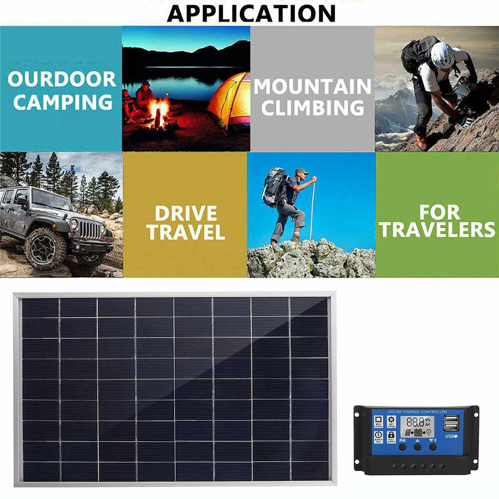 Trickle 30W Solar Panel 12V Charger Battery Charger Kit Maintainer Boat Car RV