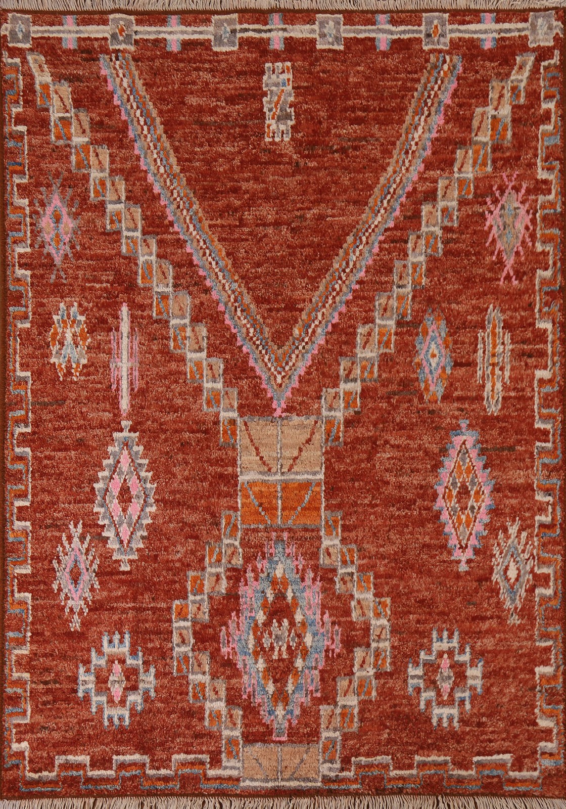 Rust Moroccan Tribal Area Rug 5×7 Hand-knotted Wool Oriental Carpet for Any Room