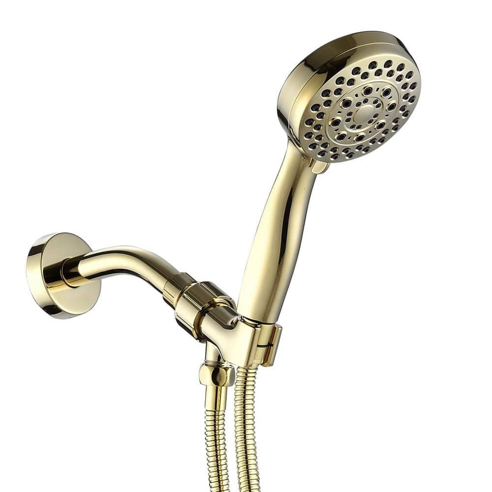 3.5 in. Wall Mount Handheld Shower Head with Hose in Polished Golden