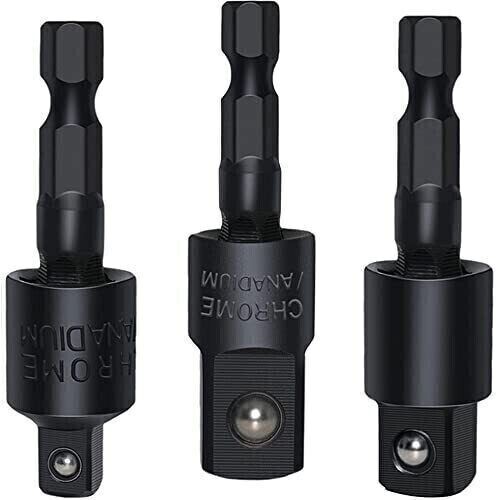 Socket Adapter Set Hex Shank to 1/4″ 3/8″ 1/2″ Impact Driver Drill 3 Pcs Size