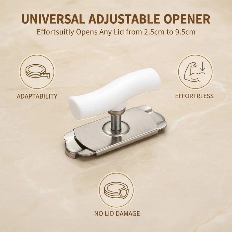 Jar Lid Bottle Opener Can Adjustable Remover Stainless Steel Twist Off Grip Easy