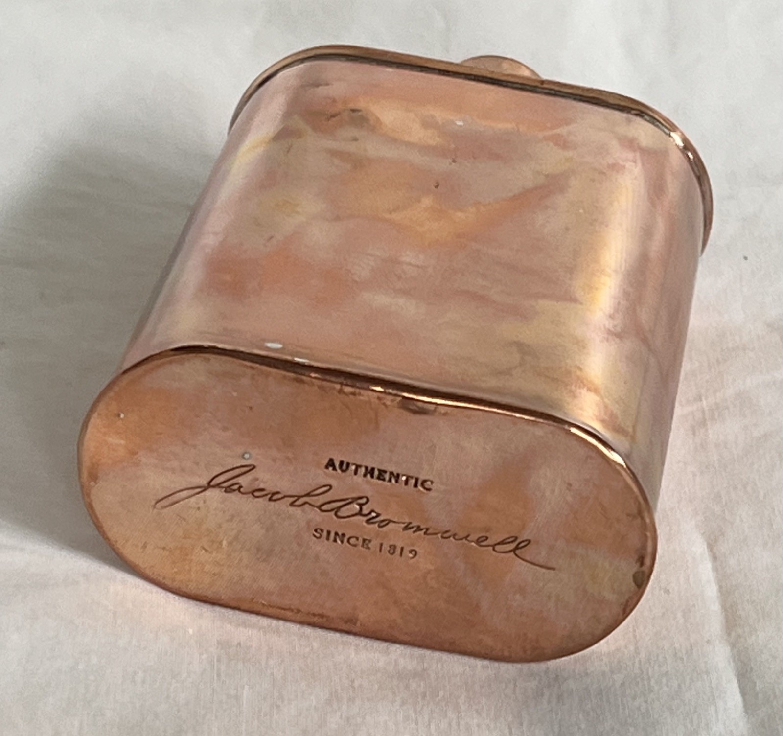 JACOB BROMWELL COPPER FLASK VERMONTER 9oz 5″ TIN-lined Natural Patina