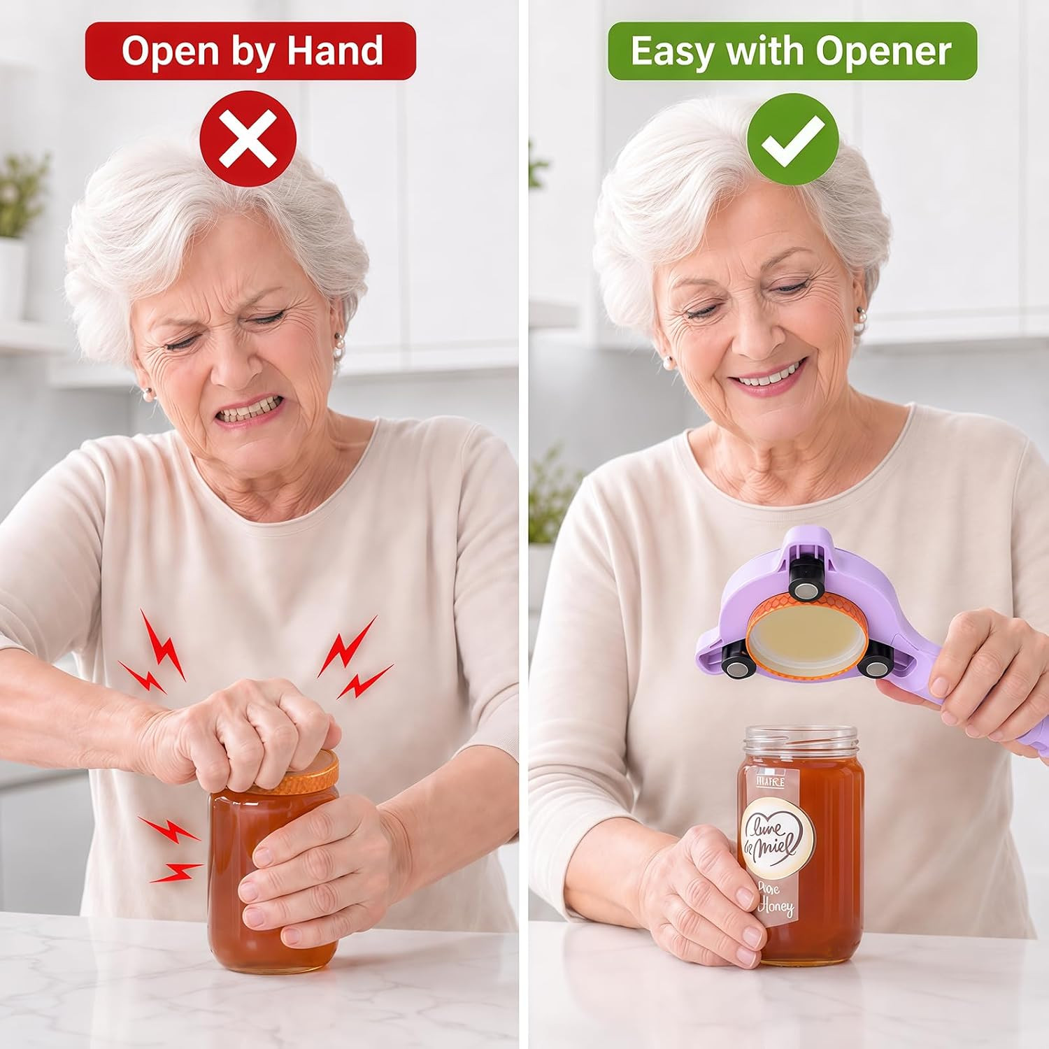 Jar Opener for Seniors and Weak Hands, Adjustable 3-Gear Non-Slip Jar Opener