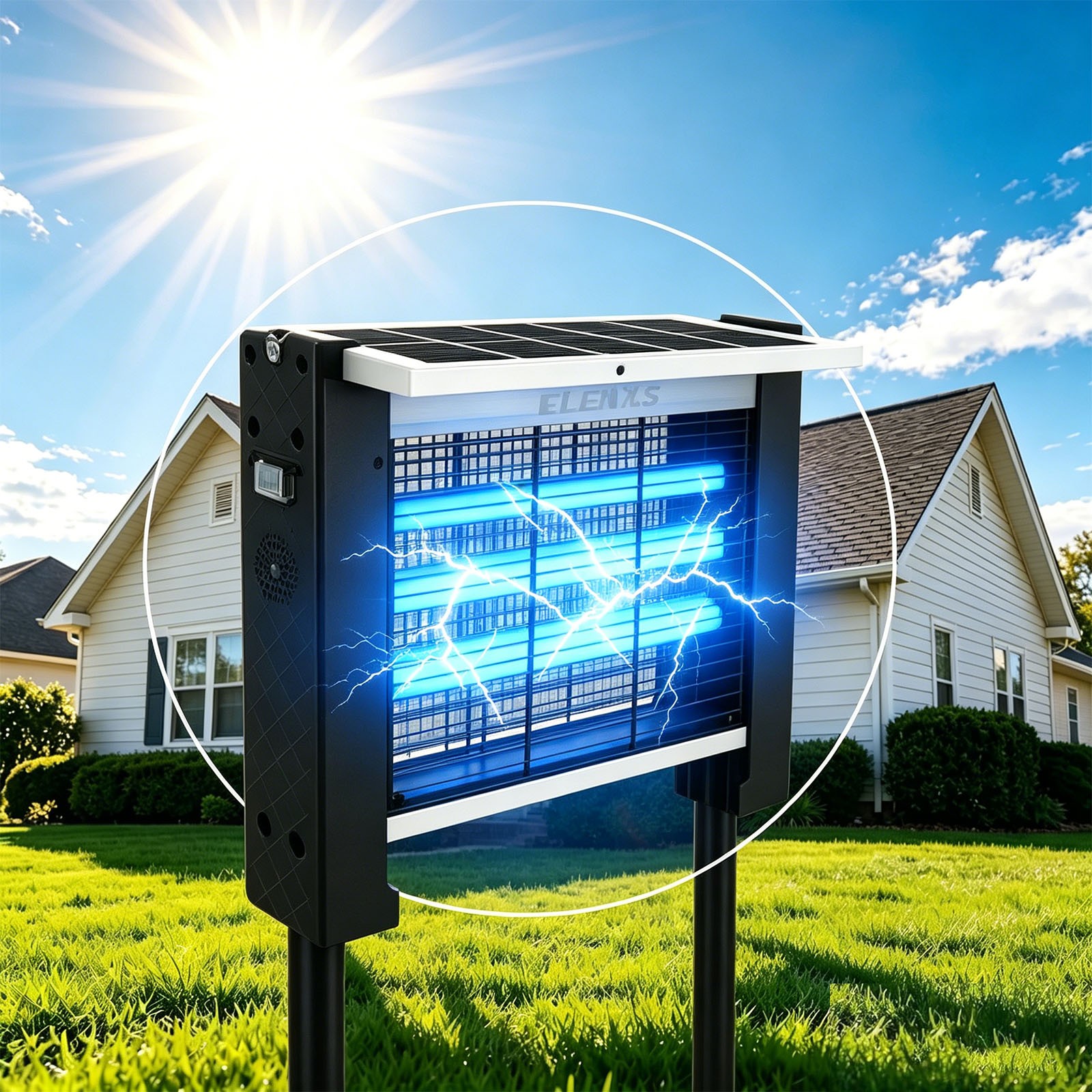 Solar Bug Zapper Outdoor Cordless Fly Trap Insect Zapper 4500V Mosquito Zapper