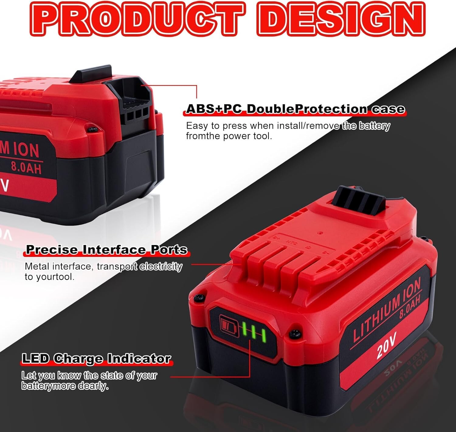 2PACK For Craftsman V20 20 Volt MAX 8.0Ah Li-ion Battery CMCB204 CMCB202 CMCB201