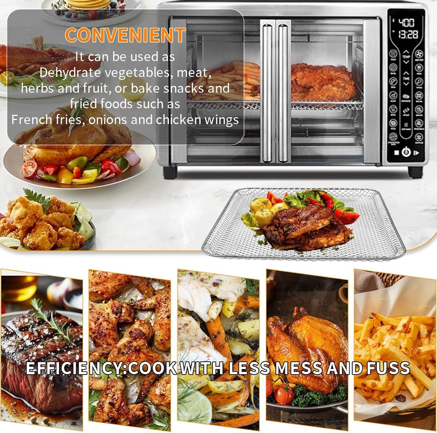 Gourmia Compatible Air Fryer Basket – 12.3” Food Grade Steel, Dishwasher Safe
