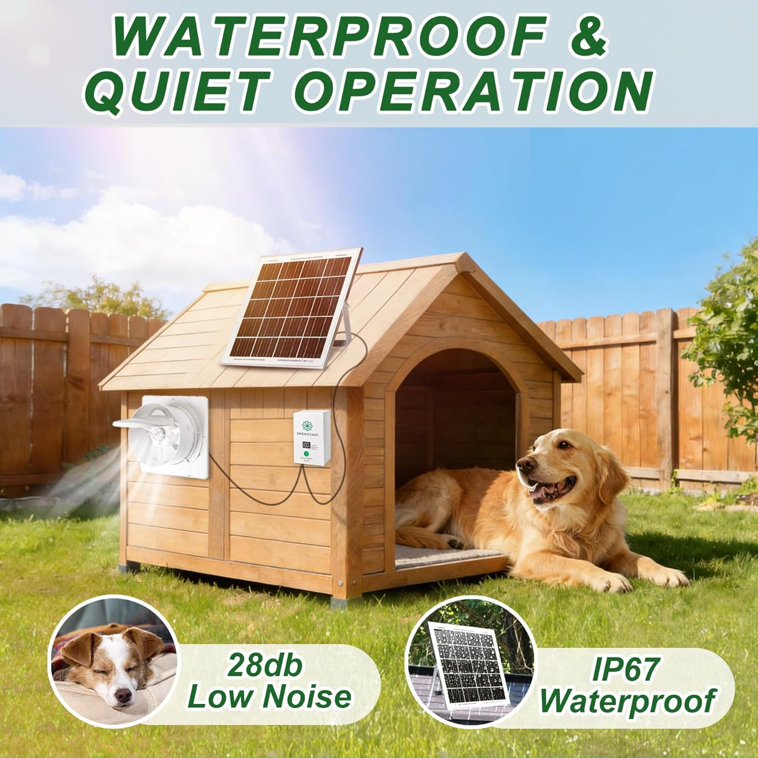 Solar Exhaust Fan with 7500Mah Battery & LCD Display, 25W Solar Panel Vent Fan f