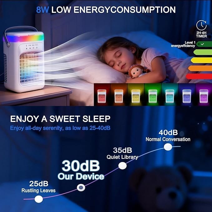2026 New 4-in-1 Portable Air Conditioner, Sound ≤30dB Mini AC Unit, 12H Runti…