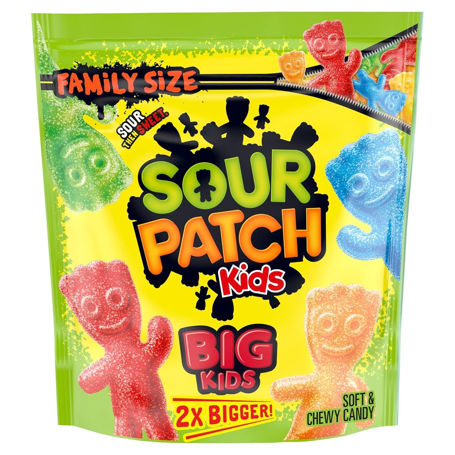 SOUR PATCH KIDS Big Kids Soft & Chewy Candy, Family Size, 1.7 lb – Sour Then Swe
