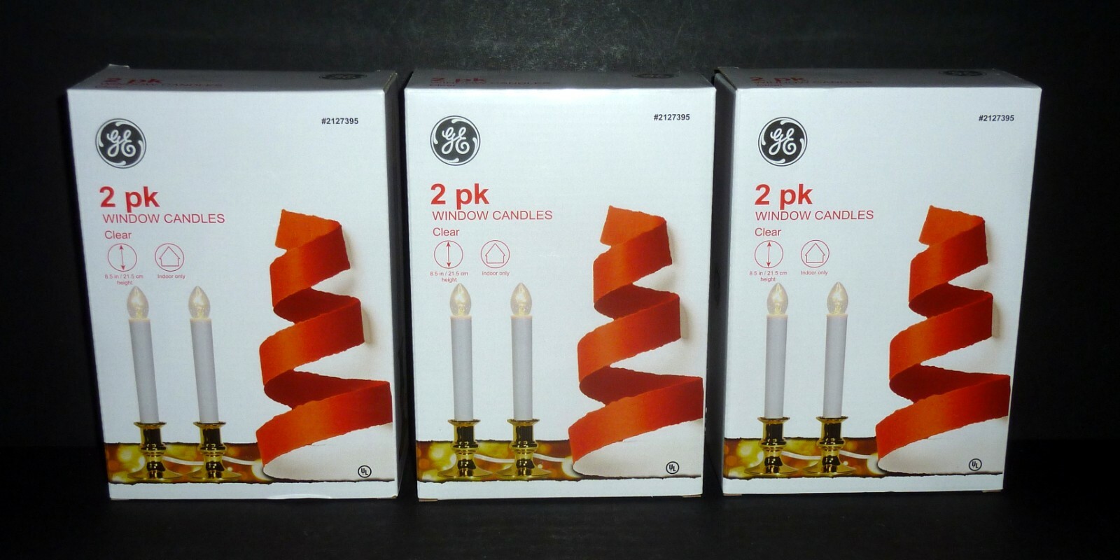 GE 2 pack Window Candles, Electric, Clear 8.5 in/21.5 cm New in Box! (3 boxes)