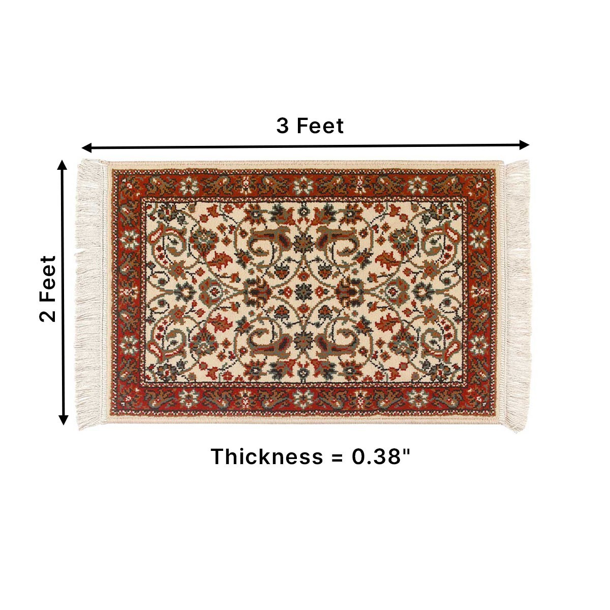 Rectangular Area Rug 3′ x 2′ Red Polypropylene Renovators Supply
