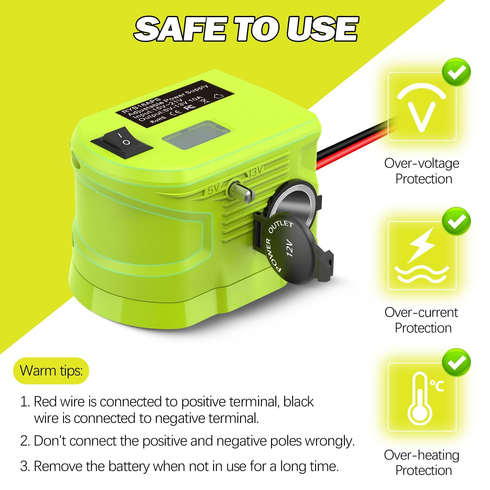 Step Down Adapter for Ryobi Battery, 18V to 12V Converter Voltage Regulator f…