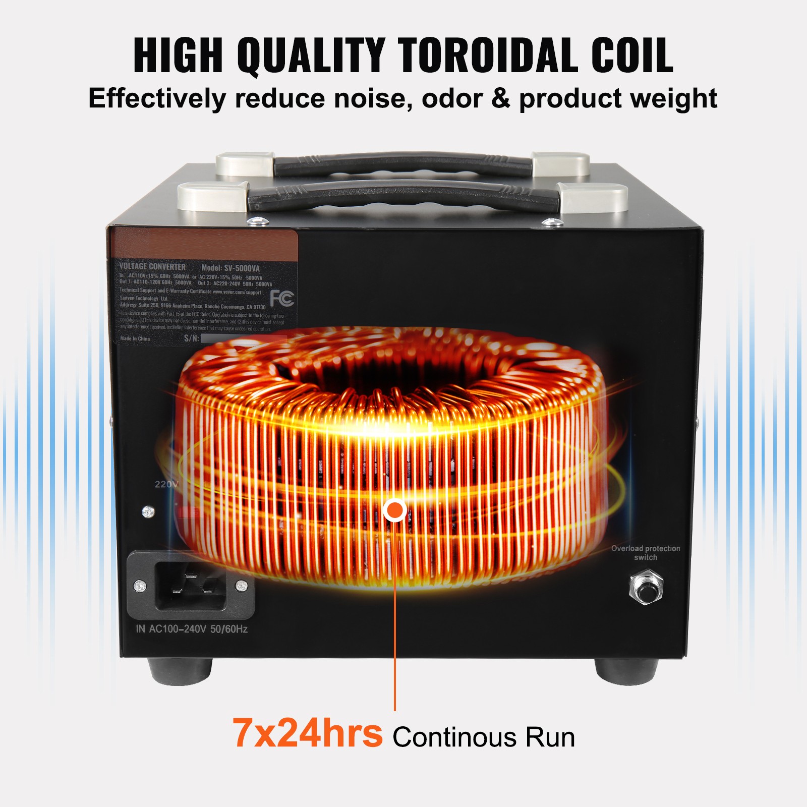 VEVOR 5000W Voltage Converter Transformer Step Up/Down 220V-110V /110V-220V CE