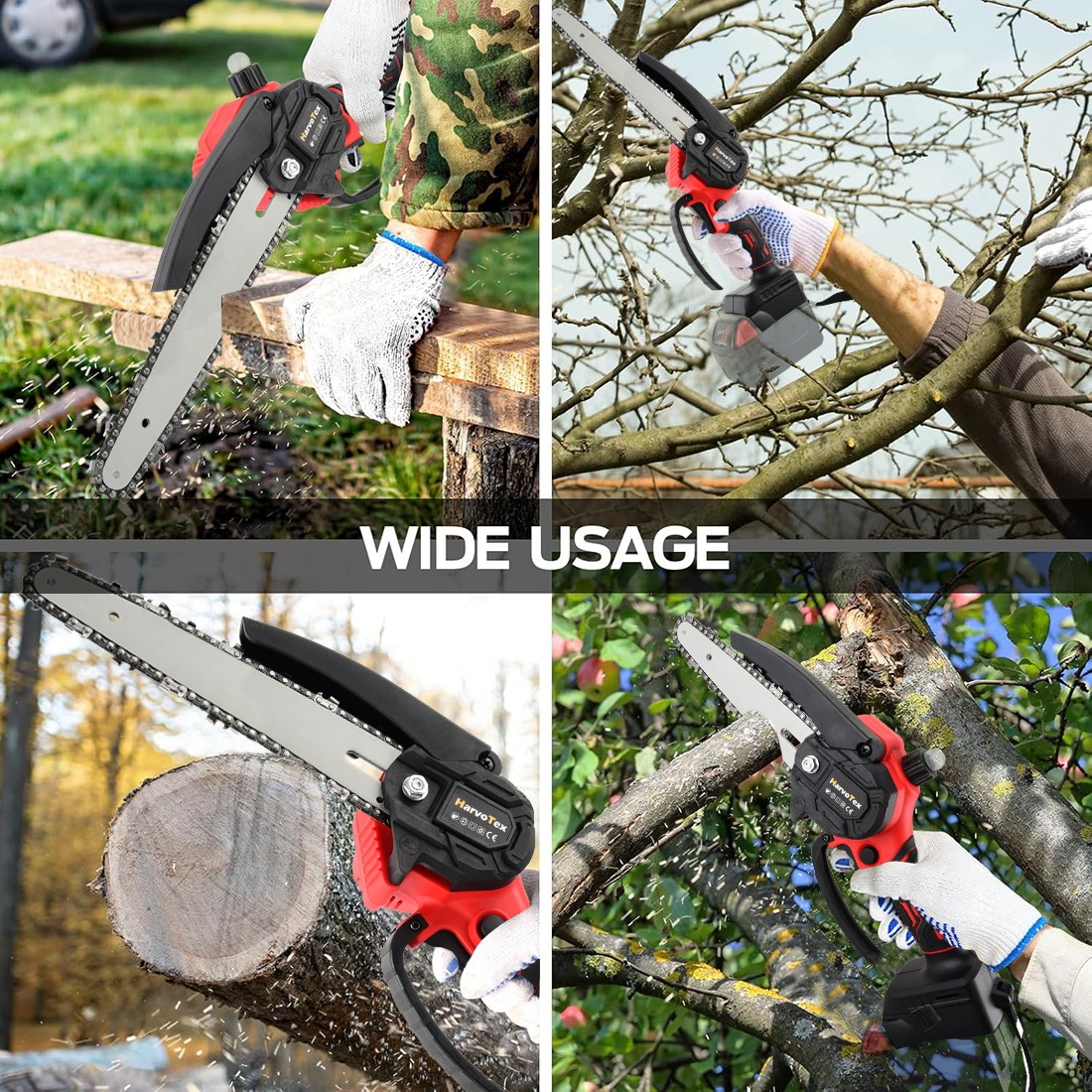 Cordless Pole Saw 8″ Mini Chainsaw w/2 Chains Handheld For Milwaukee 18V