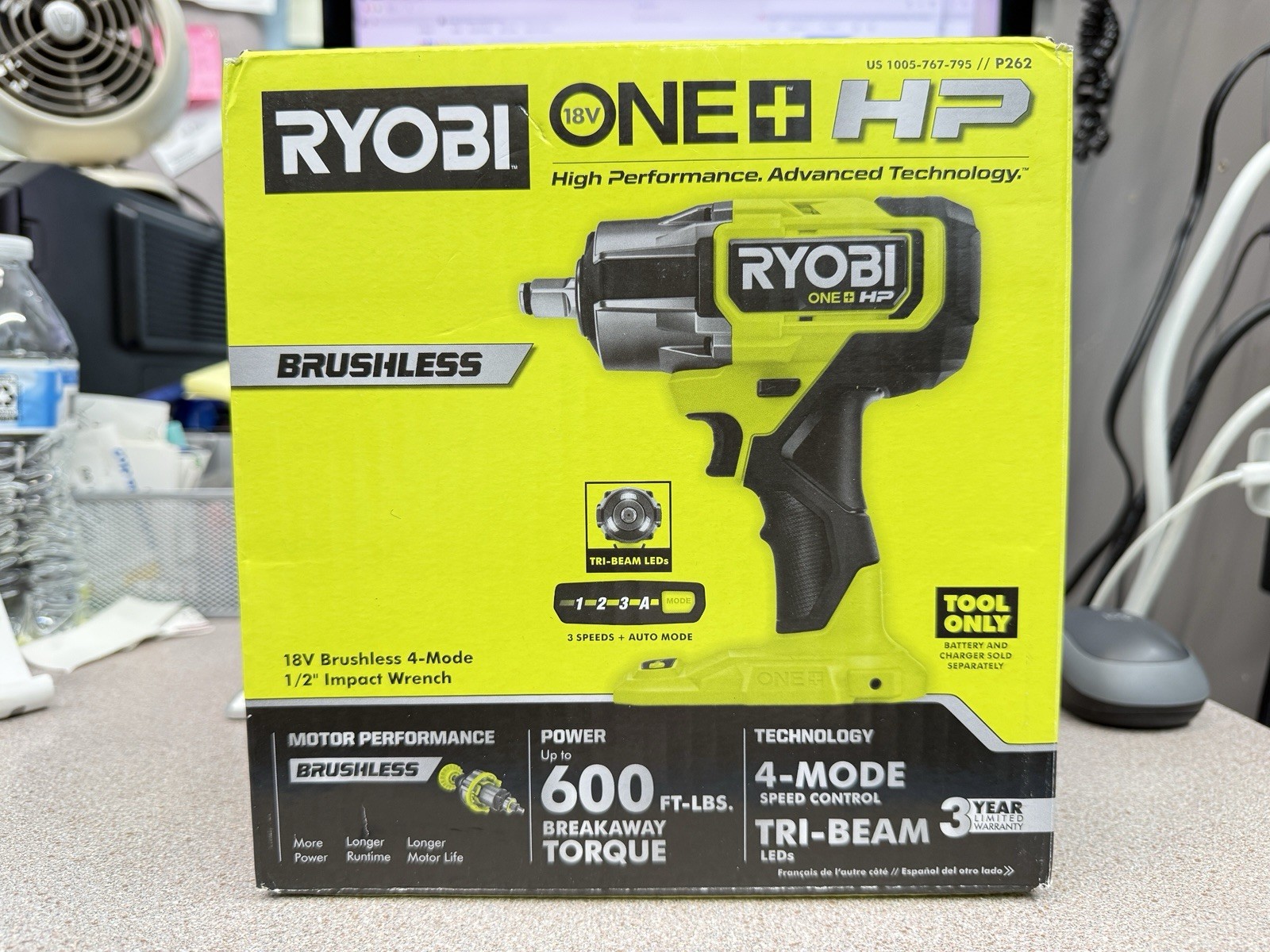 Ryobi P262 ONE+ HP 18V Brushless 4-Mode 1/2 in. Impact Wrench Bare Tool New