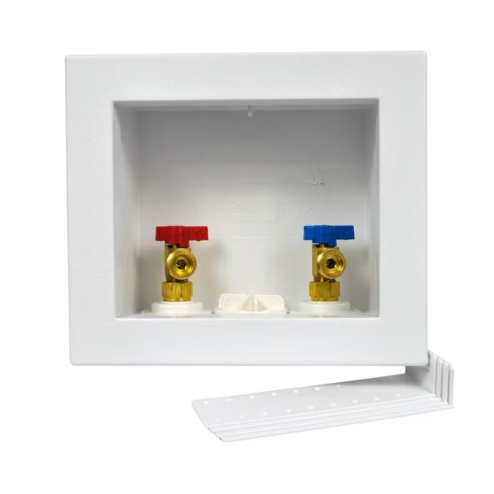 Oatey Quadtro 1/2 in. x 1/2 in. PEX Compatible Washing Machine Outlet Box with 2