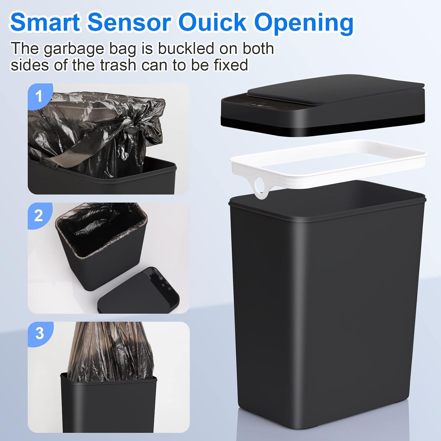 Smart 2.2 Gallon Touchless Garbage Can with Quiet Close Feature – Ideal for Home
