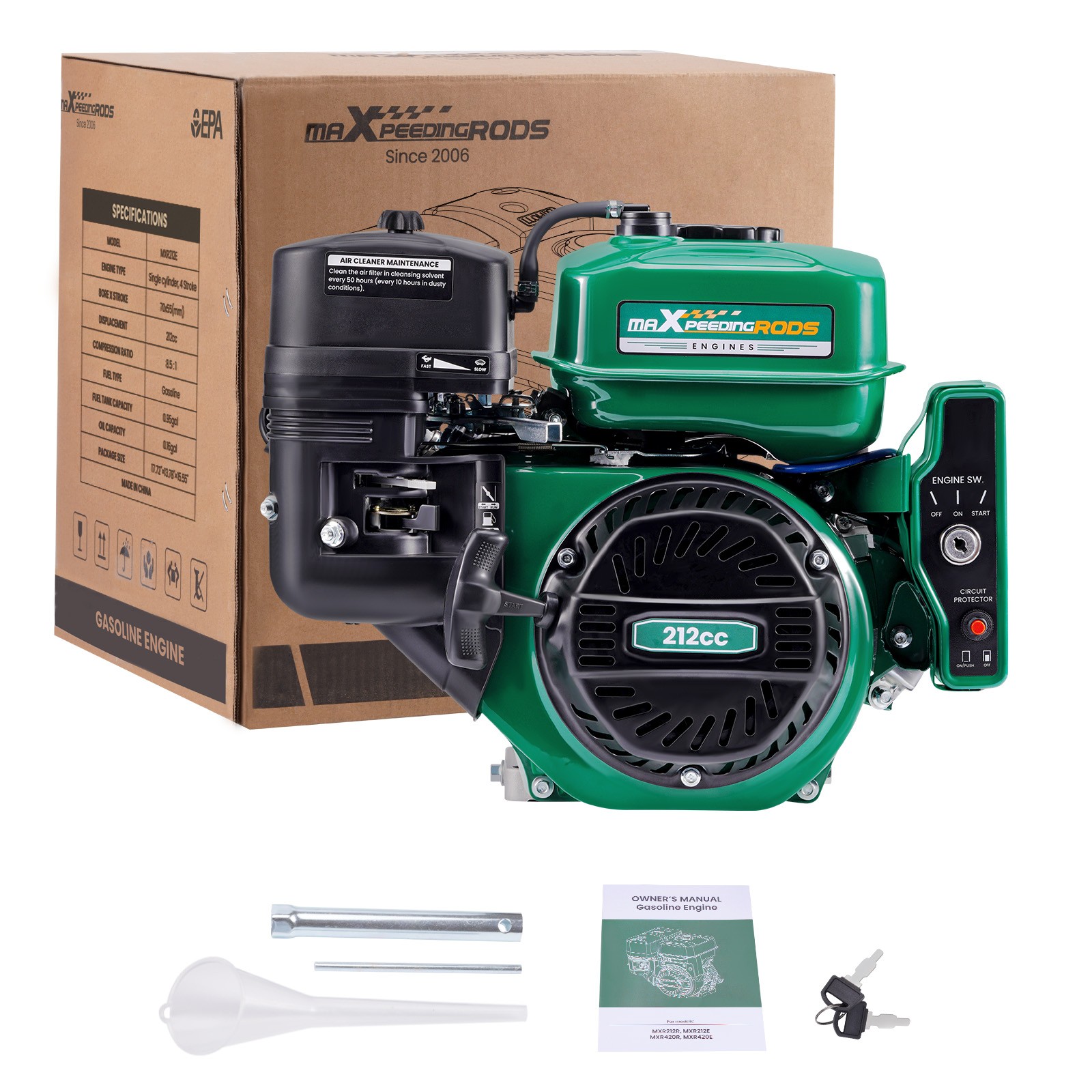 Electric Start Engine Motor Gas 212cc 4-Stroke 7HP Fit for Lawn Mower