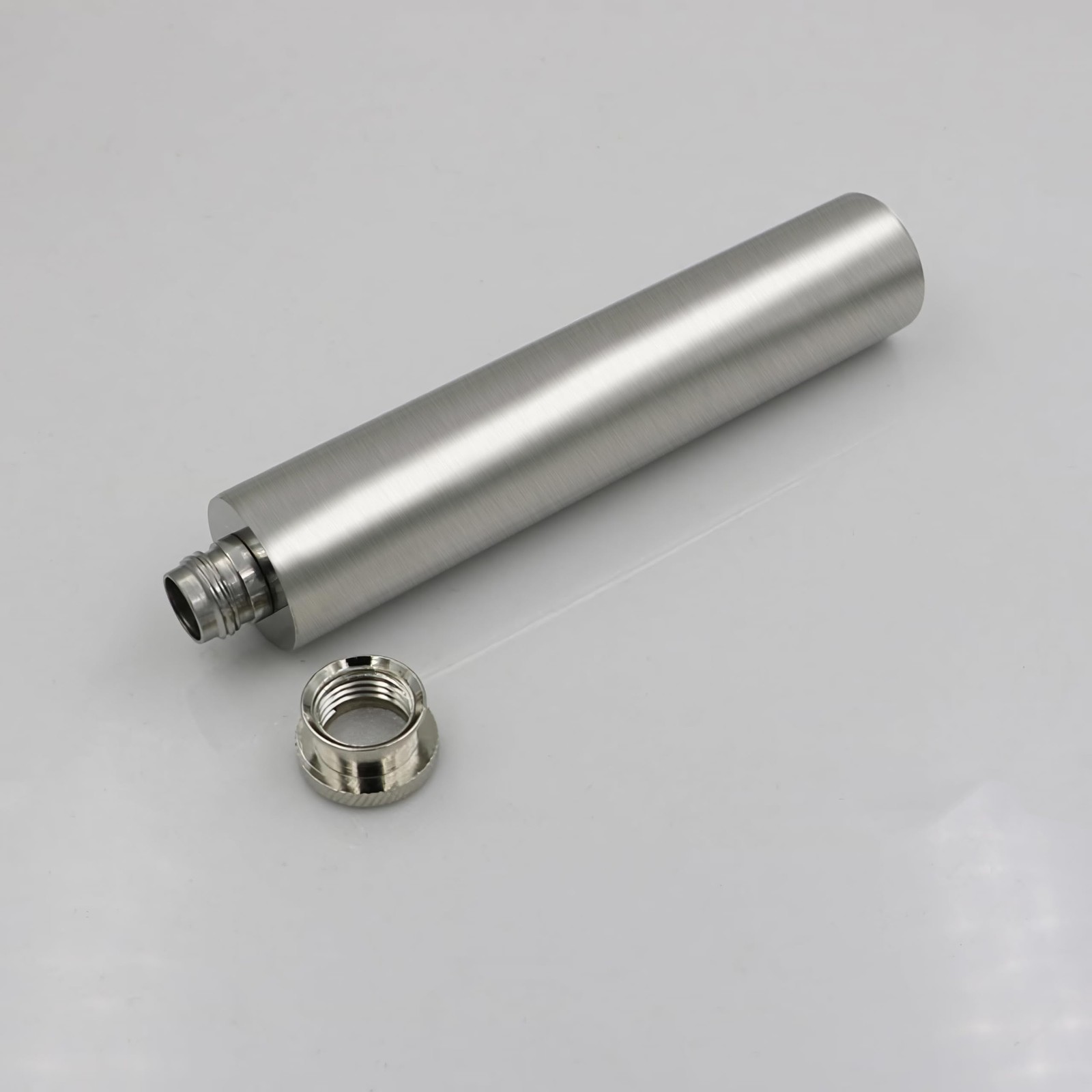 CNFLASK Stainless Steel 2oz Flat Bottom Tube Flask bottom, Brush Finish