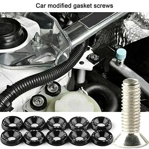 20Pcs/Set Bumper Fender Washers Engine Bay Dress Up Bolts Fasteners M6 Black
