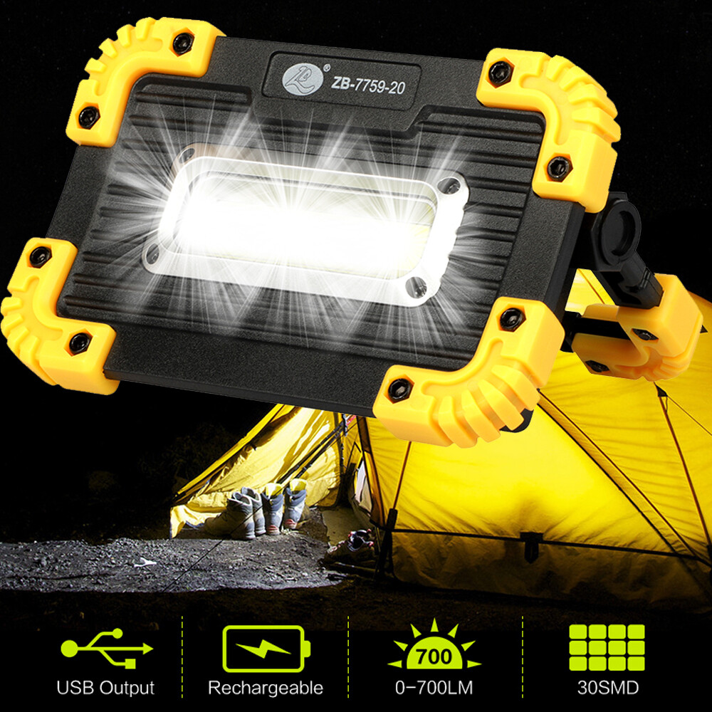 2Pcs LED+COB Work Light USB Rechargeable Spotlight Floodlight Camping Emergency