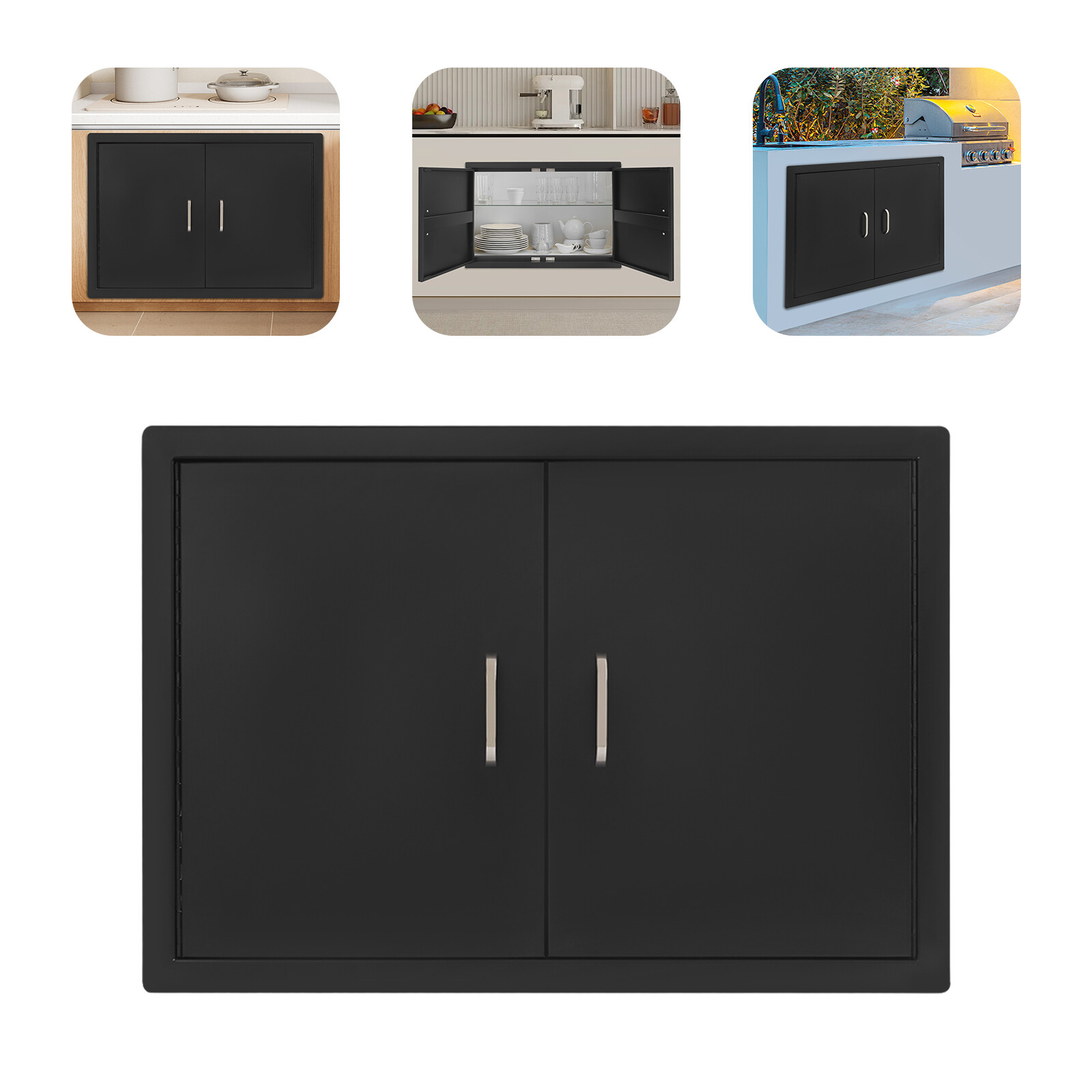 BBQ Access Door for Outdoor Kitchen Black Double Outdoor Kitchen Door