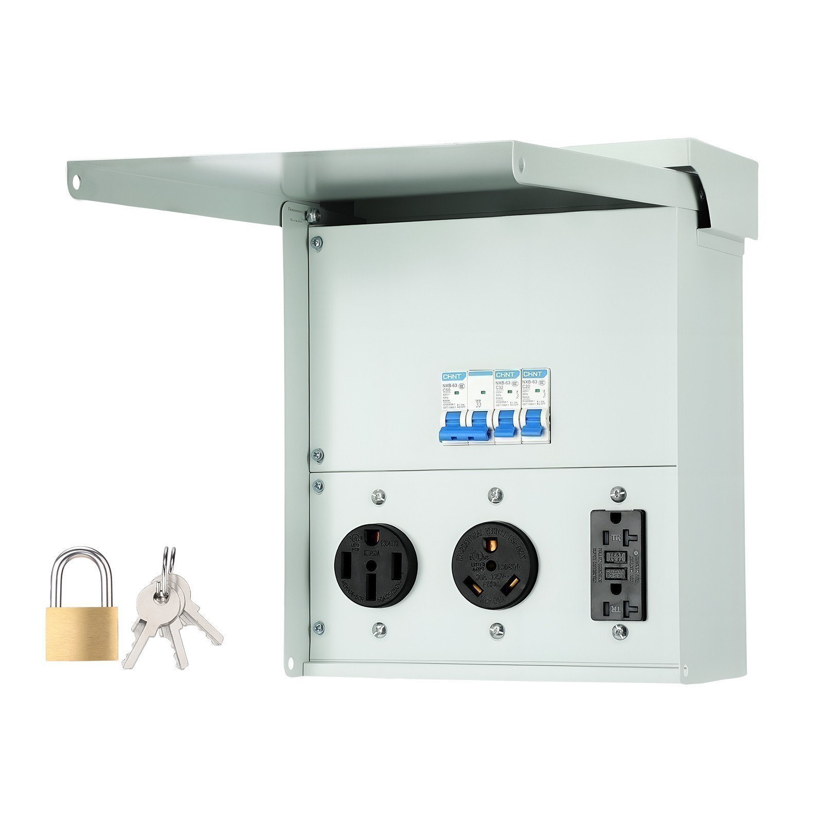 Temporary Power Outlet Panel RV Electrical Panel 20Amp 30Amp 50 Amp Outlet Box