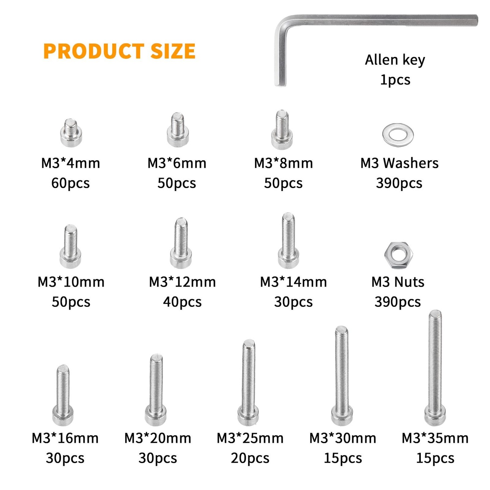 1170 Pcs M3 Screws and Nuts and Washers Set, Hex Socket Head Cap Screws Nuts …