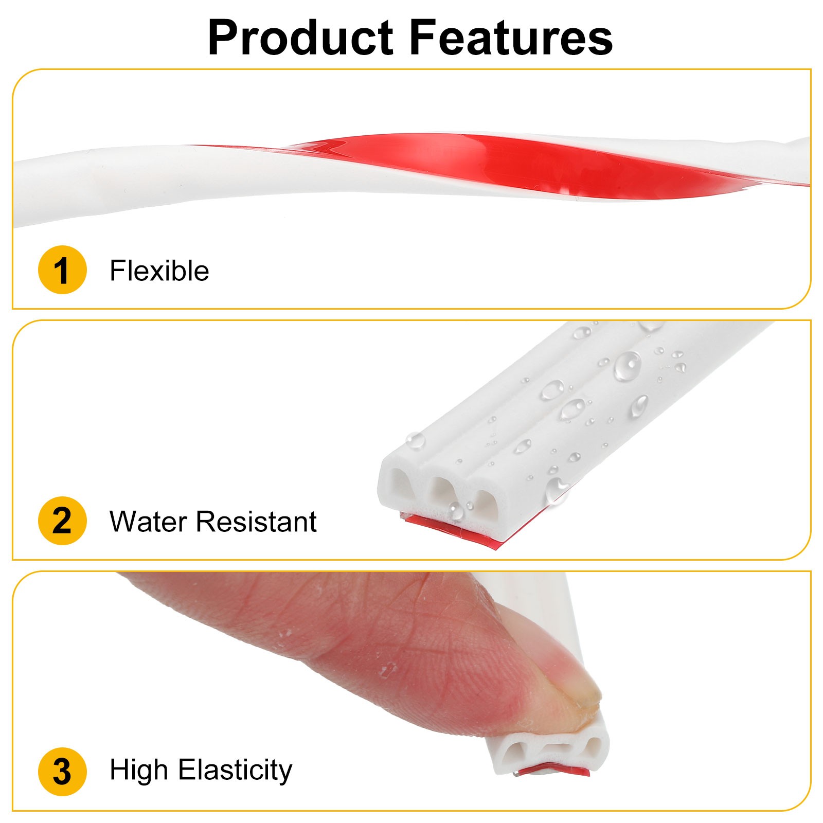 20 ft Silicone Weather Stripping Door Seal Strip, , 0.35″ x 0.16″, White