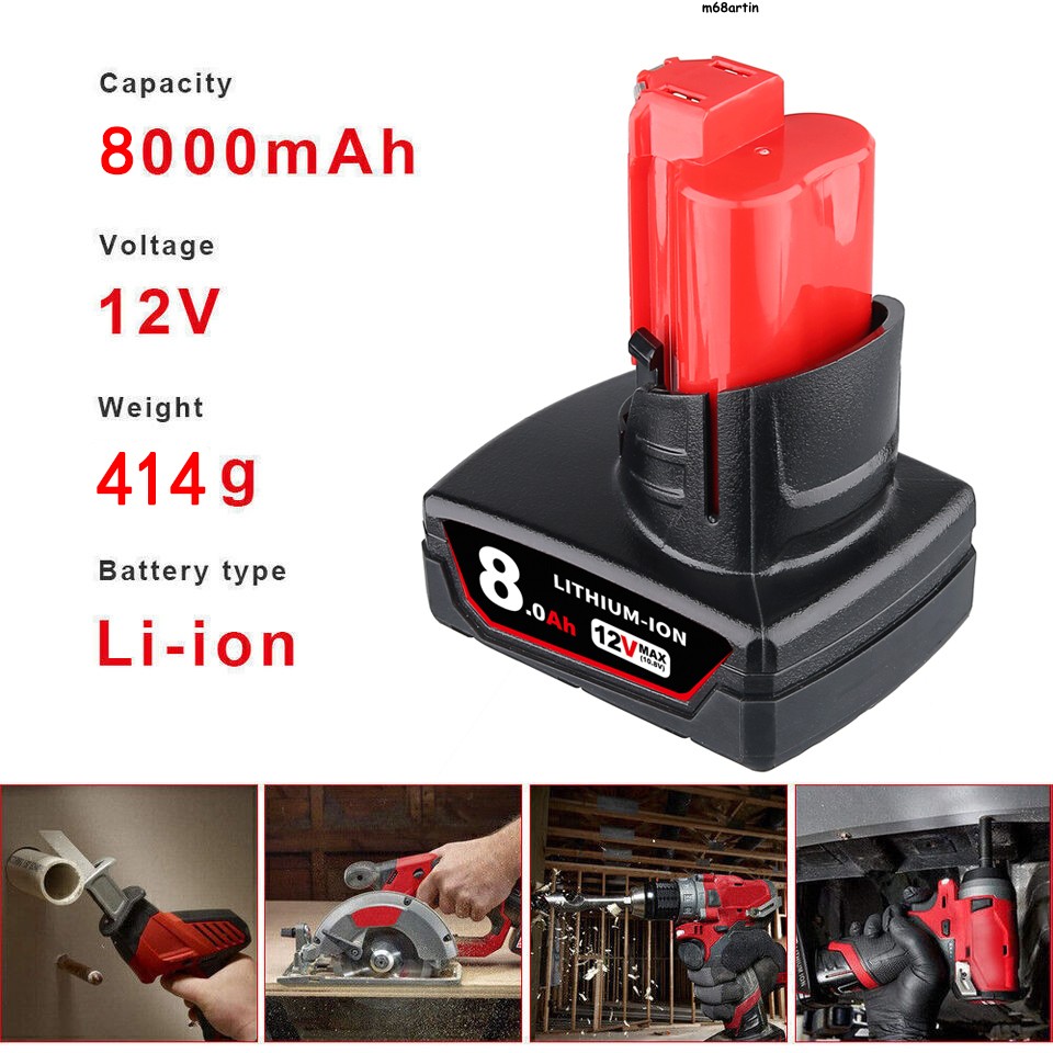 1-4X 5.0Ah 8.0Ah 9.0Ah Battery for Aeboren for M12 Lithium-ion 48-11-2460 NEW