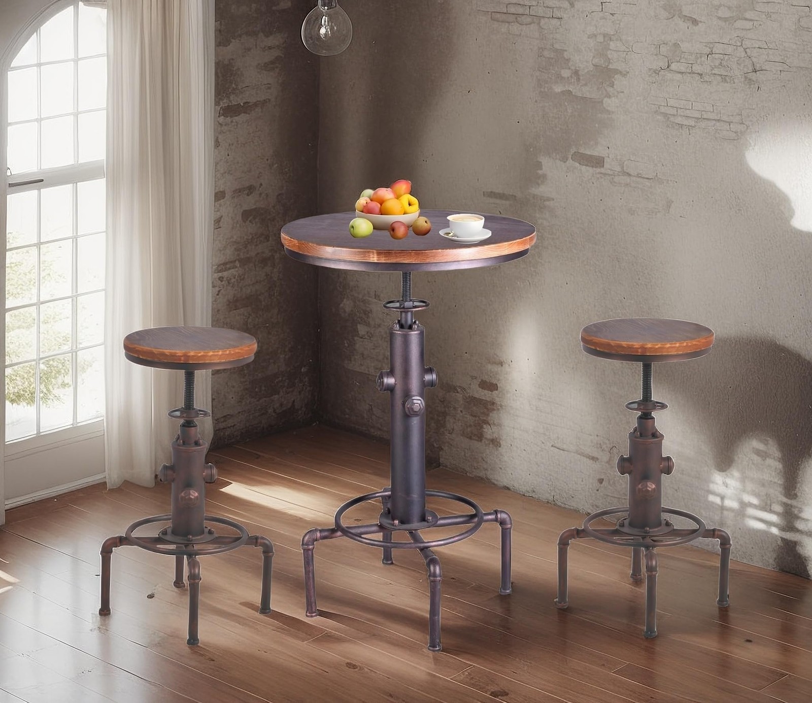 Topower Industrial Bar Table 31.5-41.3″ Adjustable Pub Table Kitchen Dining C…