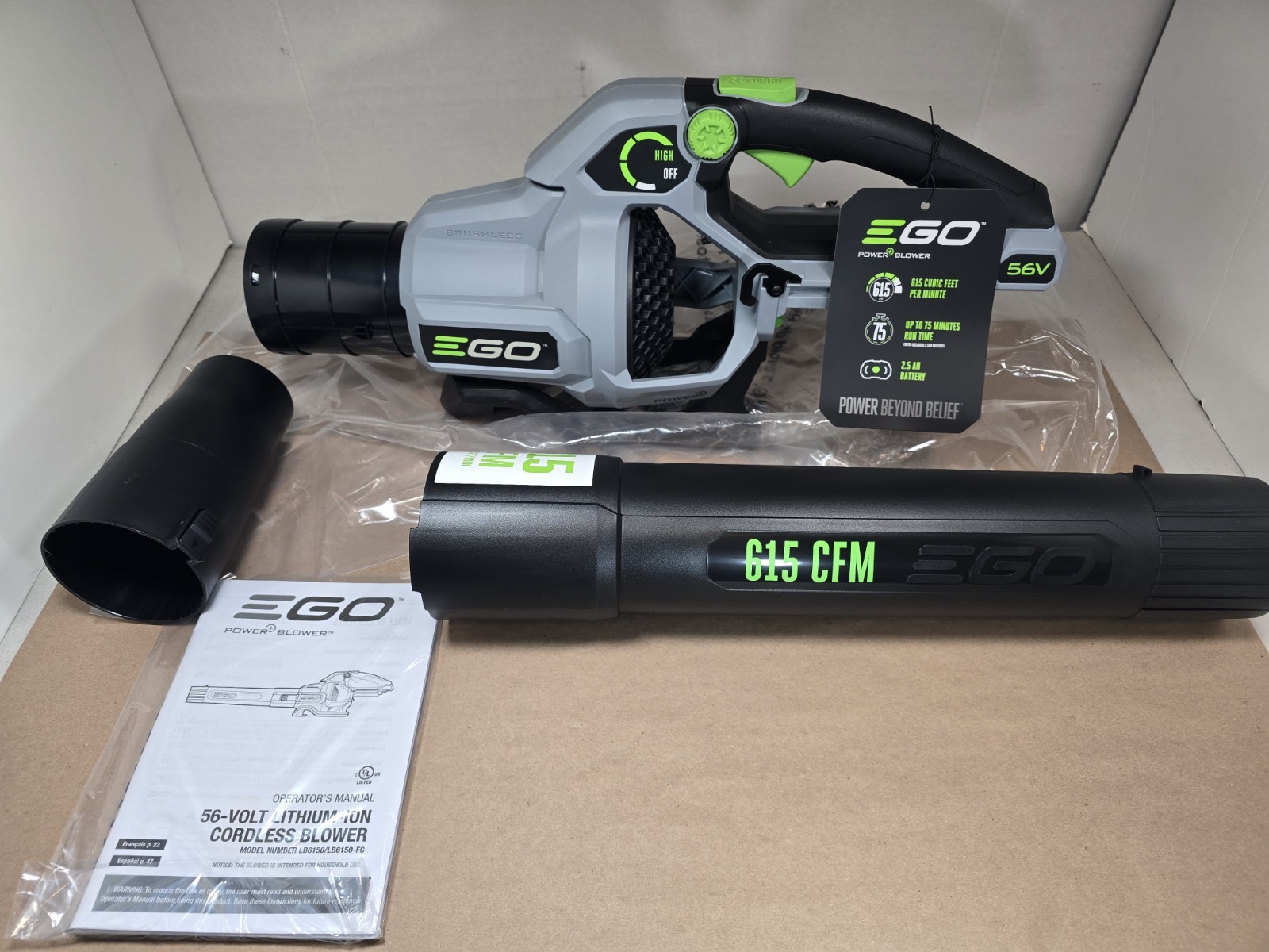 EGO Power+ LB6150 615 CFM 56-V Cordless Leaf Blower Tool Only No Box