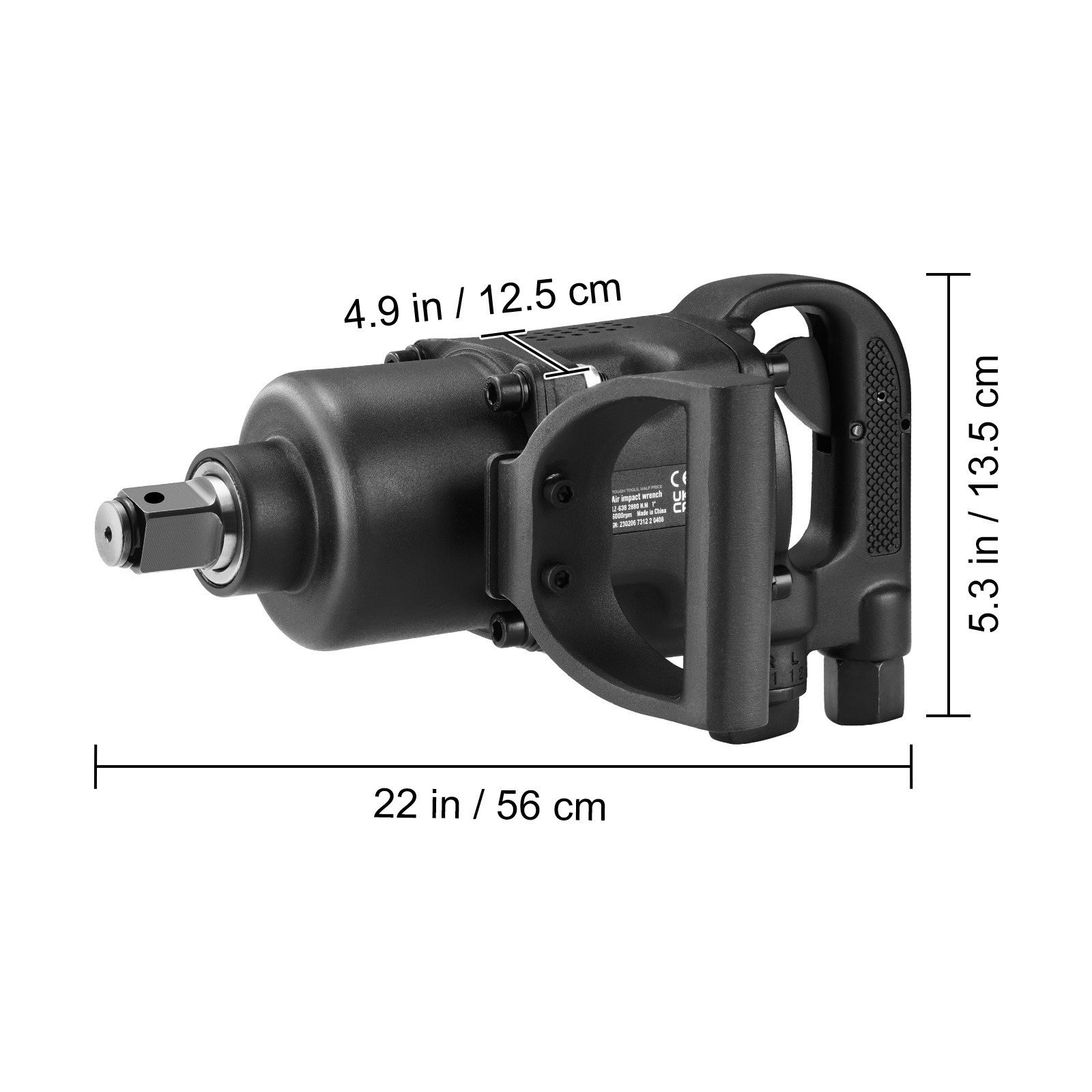 1″ Drive Impact Wrench 2730 ft-lbs Breakaway Torque 6000 RPM & Twin Hammer