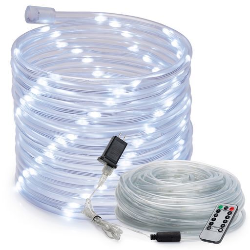 Cool White 8-Mode LED Outdoor Waterproof Rope Light 10′ 20′ 25′ 50′ 100′ 150′ ft