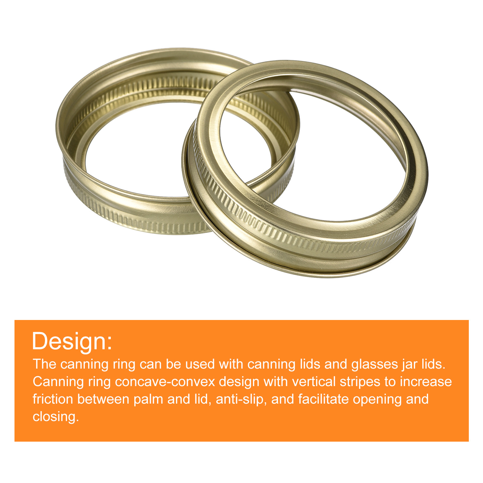 48Pcs Canning Jar Rings Tinplate Replacement Bands Regular Mouth Gold