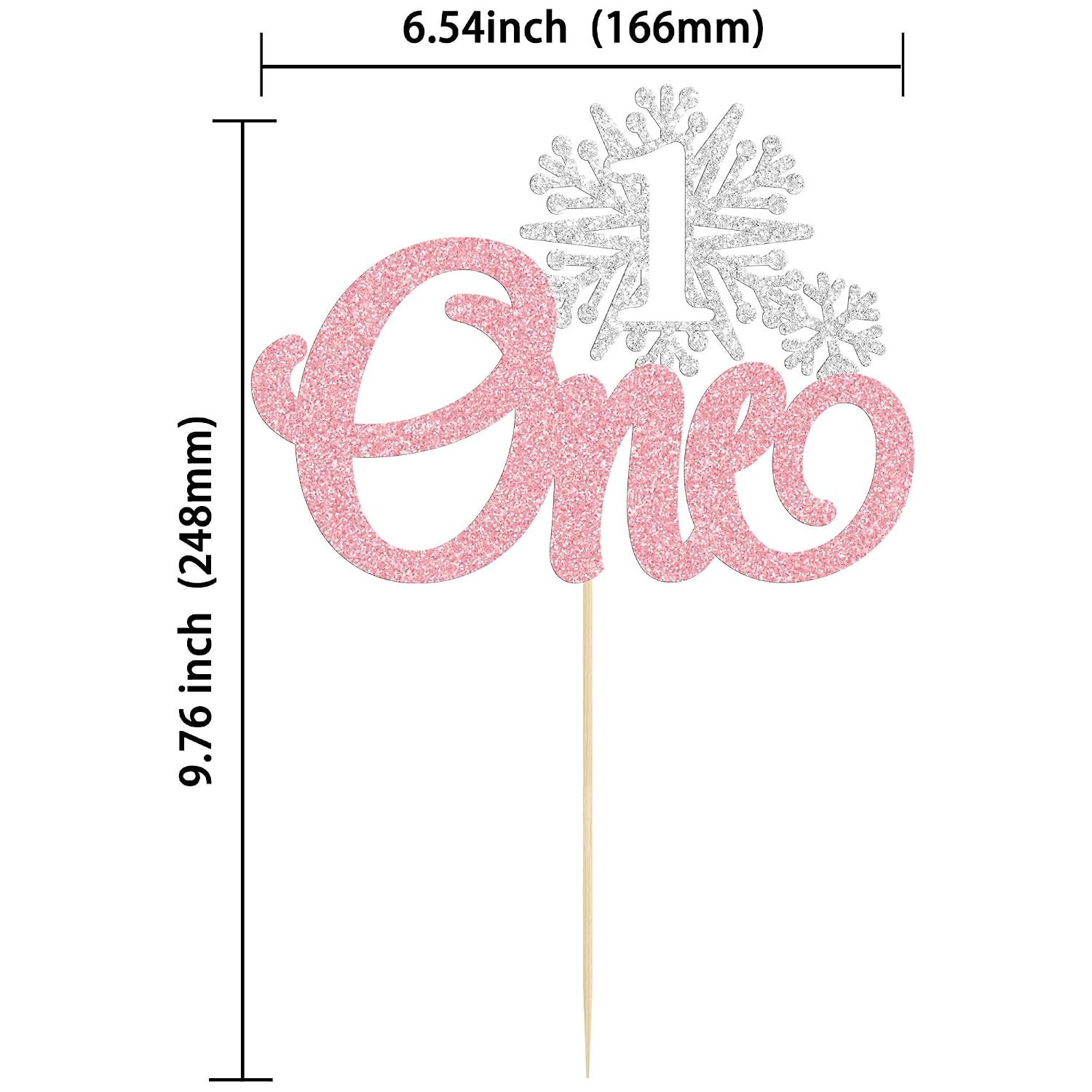 1Pc One Snowflake Cake Topper Glitter Winter Frozen Theme First Birthday Snowfla