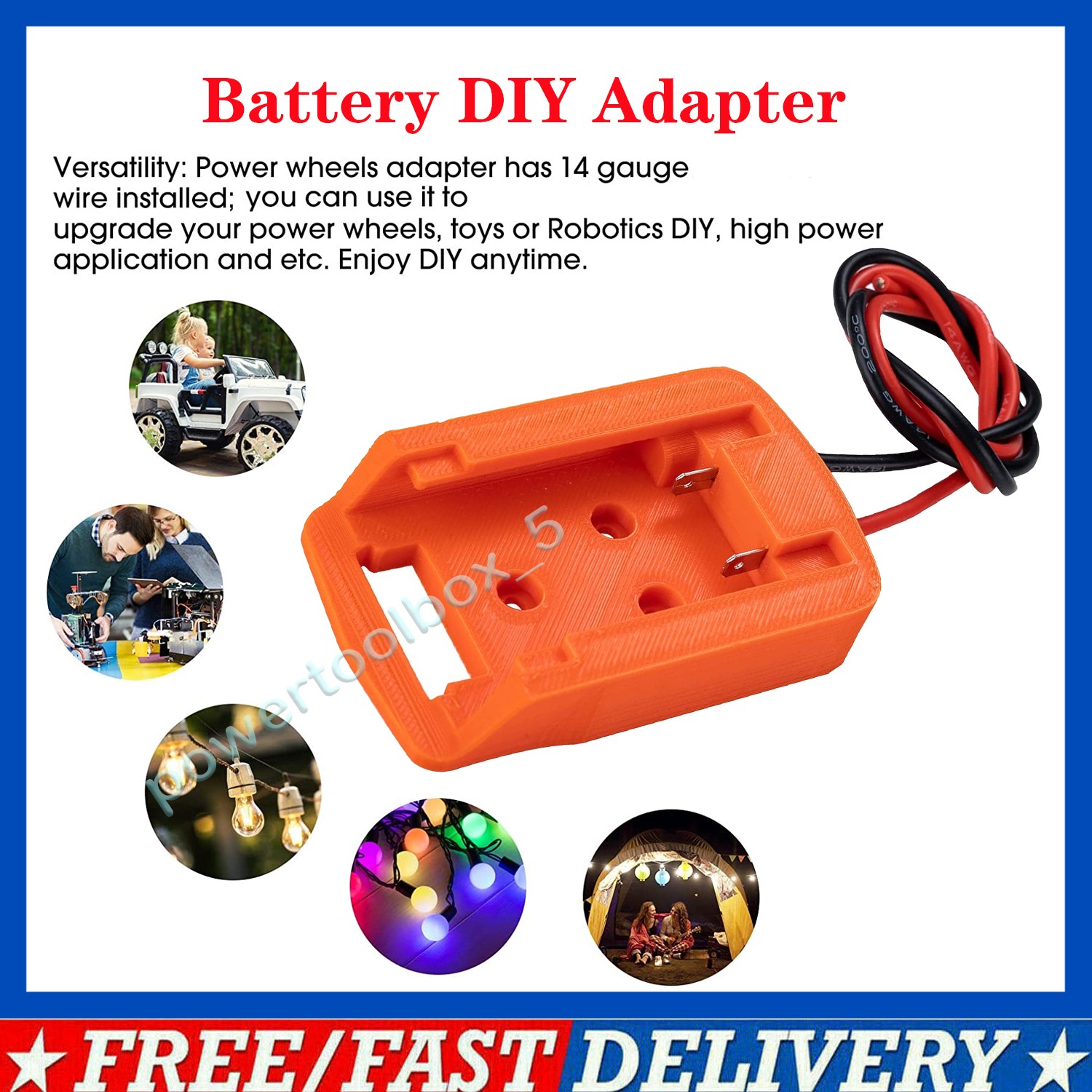 Power Wheels Adapter for Black Decker 20V Lithium Battery Dock Power Converter