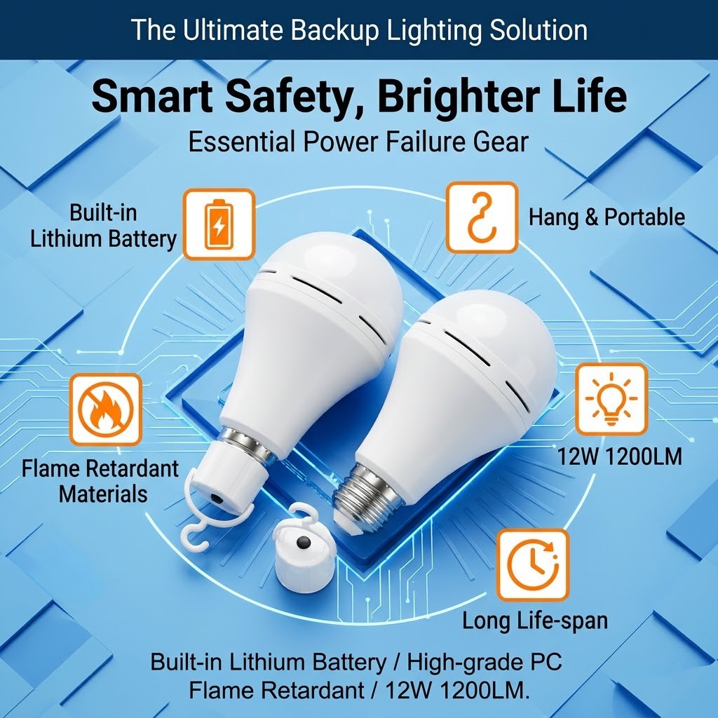 4 Pack Self Charging Emergency LED Light Bulbs for Power Outage