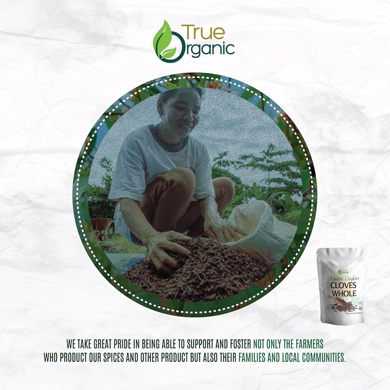 True Organic Ceylon Cloves Whole, 1 lb, Premium Grade, USDA Organic & Kosher Cer
